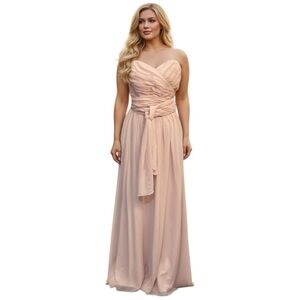 Elegant Strapless Pink Gown Plus Size 3X